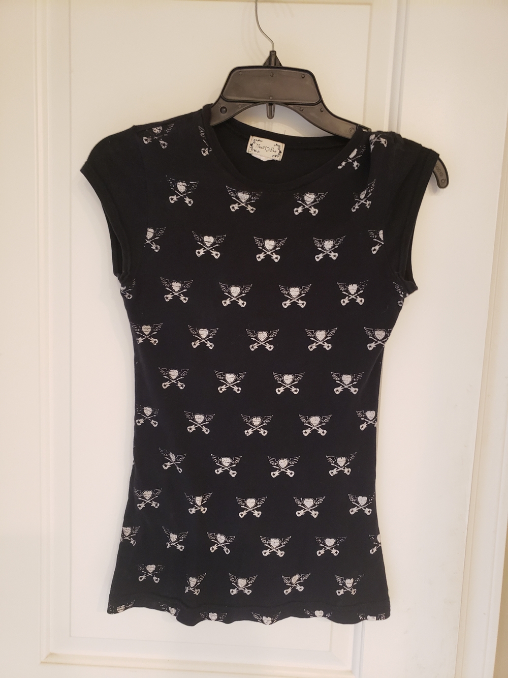 Next Era Star Guitars Heart Angel Wings Print Cap Sleeve Shirt